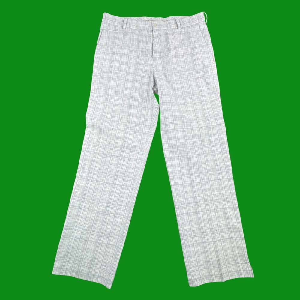 Nike Golf Mens 34x30 Plaid Performance Pants Grey White 398616-100